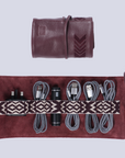 Tashkeel Gaucho TechRoll in Tan with herringbone pattern, interior view showing stylish, modern design and fabric texture.