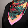 Flame of The Forest Scarf by Debjani Bhardwaj, crepe silk scarf with printed artwork, 1 x 1 m, Tashkeel