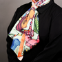 Sipping Moon Juice Scarf by Debjani Bhardwaj, crepe silk scarf with printed artwork, 1 x 1 m, Tashkeel