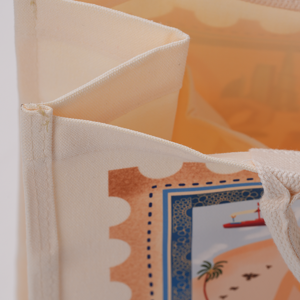 Cities Collection Large Waterproof Bag by Ekleel, cotton canvas bag with UAE landmarks design, Tashkeel, view 6