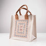 Cultural Waterproof Bag by Ekleel, 40 x 40 cm cotton tote bag with print and leather handle, Tashkeel