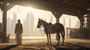 Horse in Stables by Ghanim Mubarak, digital print on Hahnemühle photo rag paper, 65 x 36.4 cm, Tashkeel