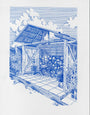 Bodrum Hideaway, 2026 by Mariam Abbas, risograph print, 29.7 x 42 cm, from Khali Balak Men RISO at Tashkeel