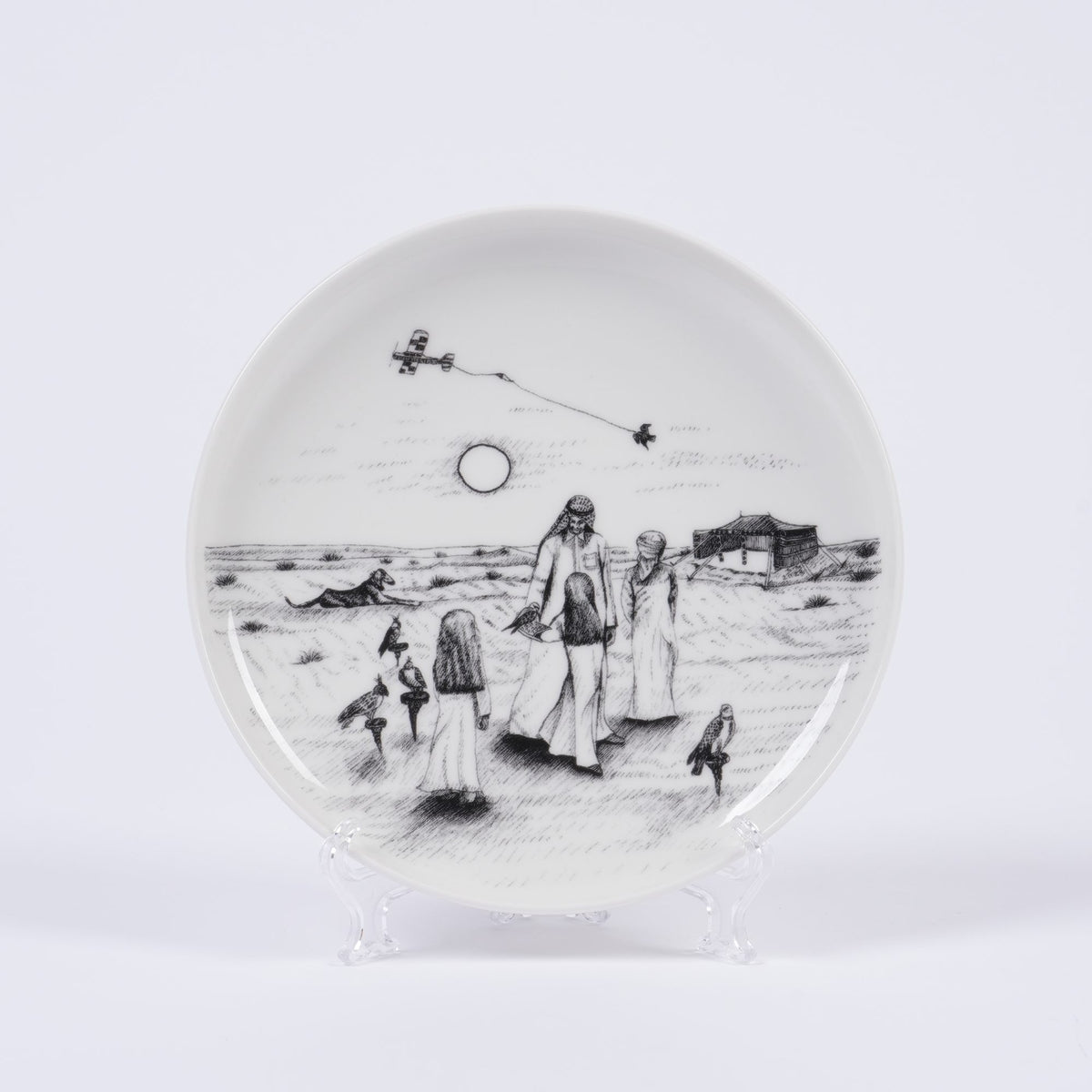 UAE Collection 1 Deep Small Plates by Gerbou – deep small plate with a family walking on the beach and a kite