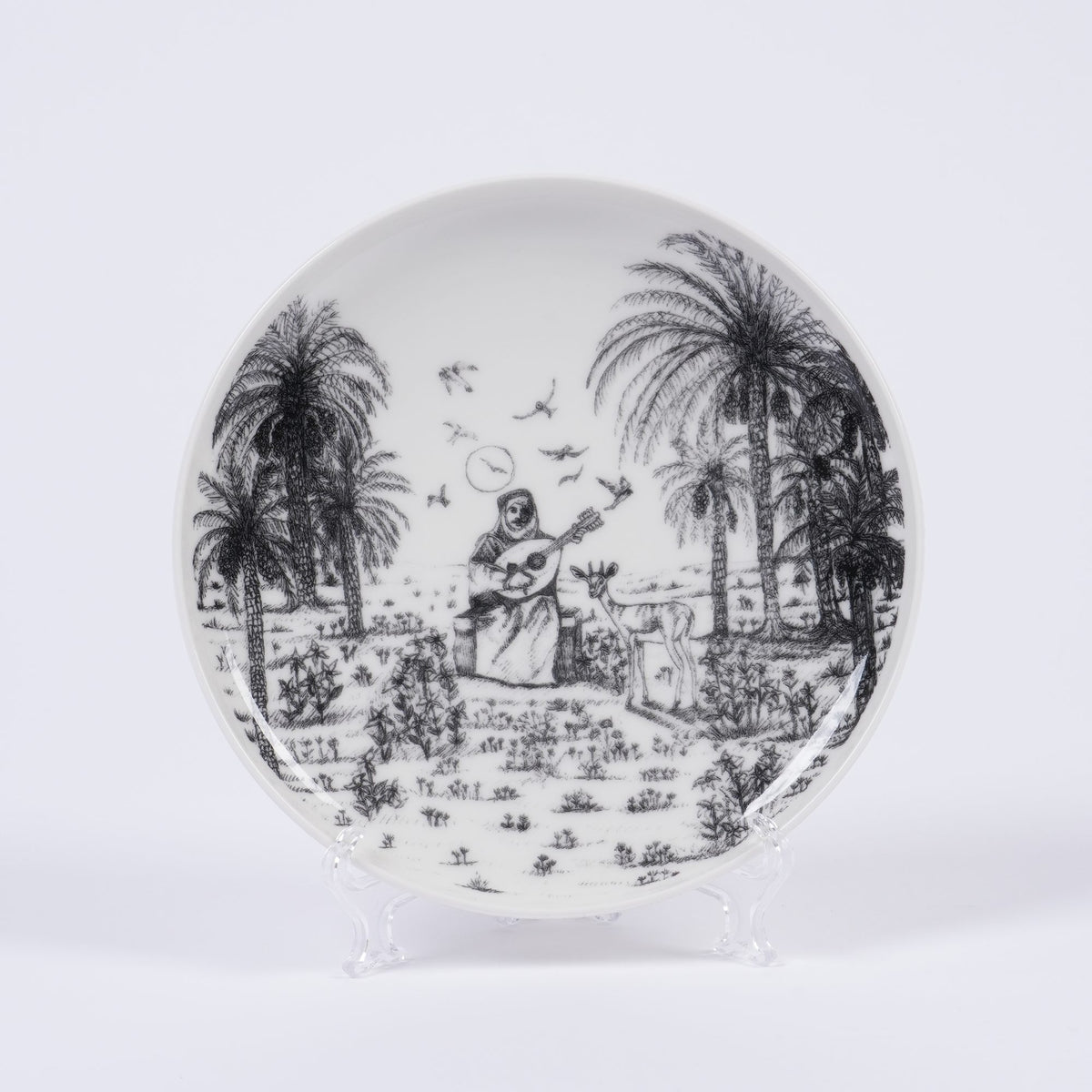 UAE Collection 2 Deep Small Plates by Gerbou – deep small plate with an oud player among palm trees